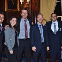 Dr. Sameet Sheth (far left) and Dr. Daniel Schweitzer (third from left) as President of the American College of Prosthodontics, New York Section, with board members. The Union League Club, 2014