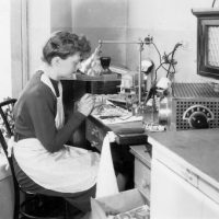 Dorothy Schweitzer, wife of Jerome M. Schweitzer, as dental ceramist, circa 1935