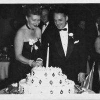 Dr. Jerome M. (as the first GNYAP President) and Dorothy Schweitzer cutting the cake at the first GNYAP Dinner Dance. The Plaza Hotel, 1954